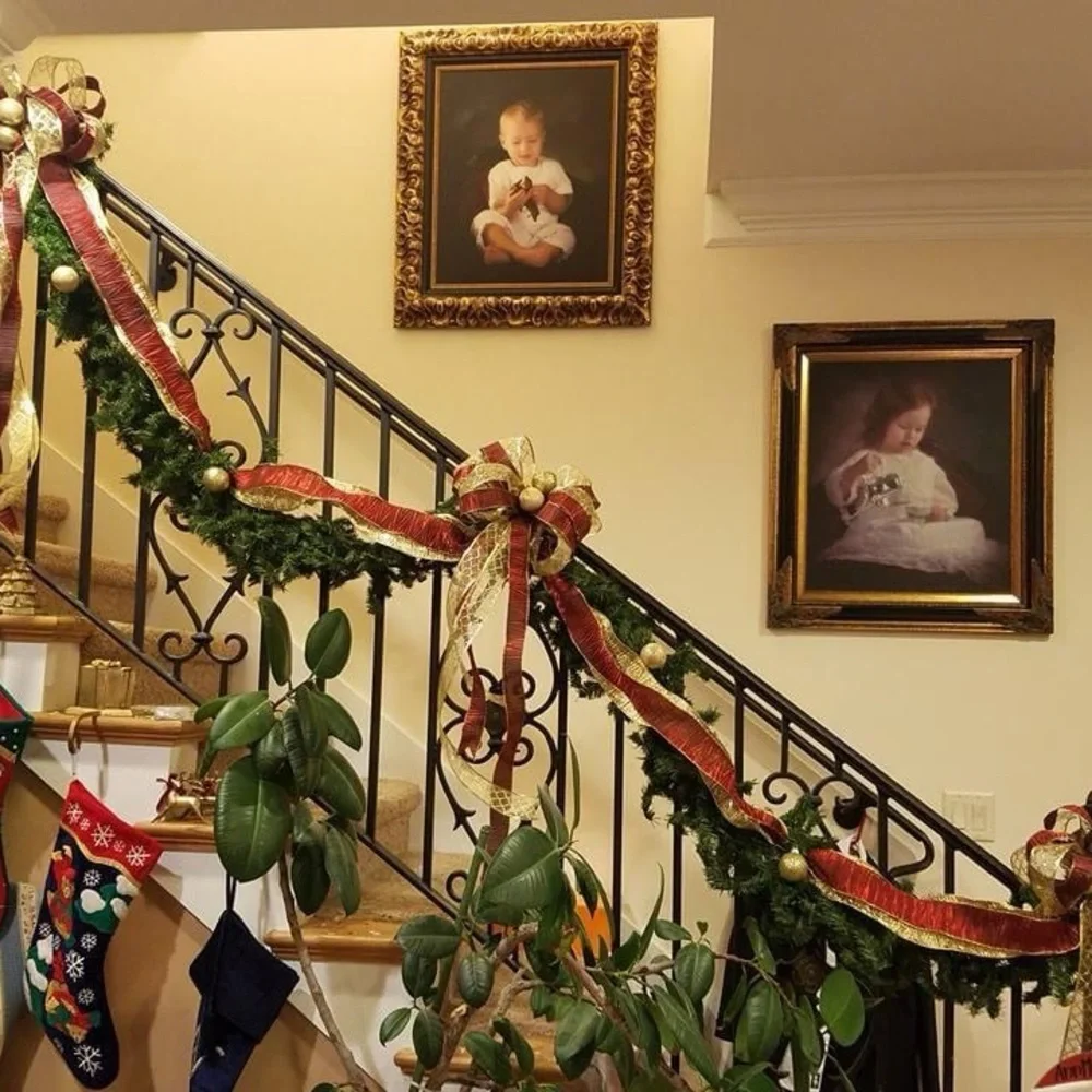 9 ft feet Christmas Garland holiday decor staircase windows mirror wreath table